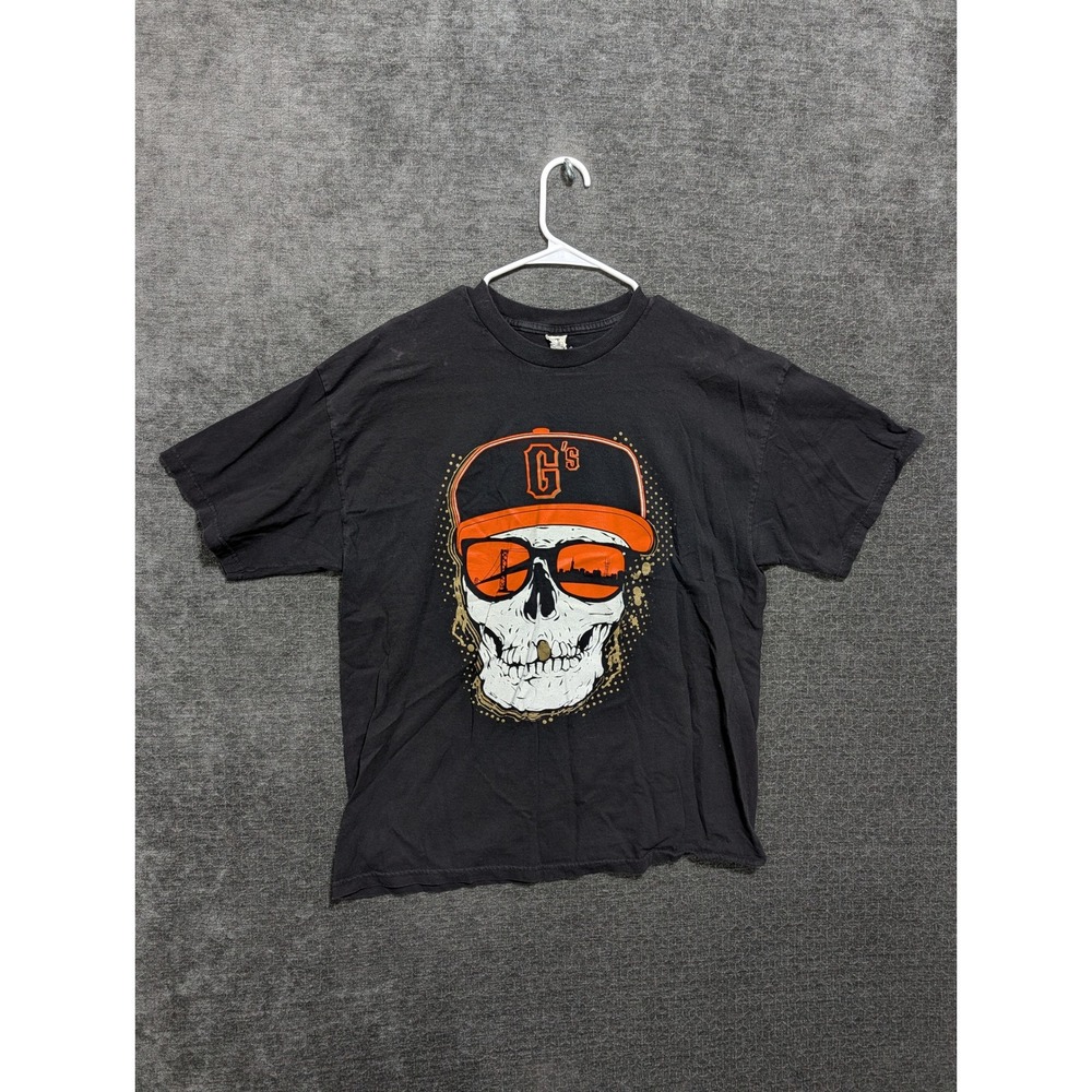 San Francisco Giants Skull Graphic T-Shirt Mens XL Black Gs Cap City Skyline